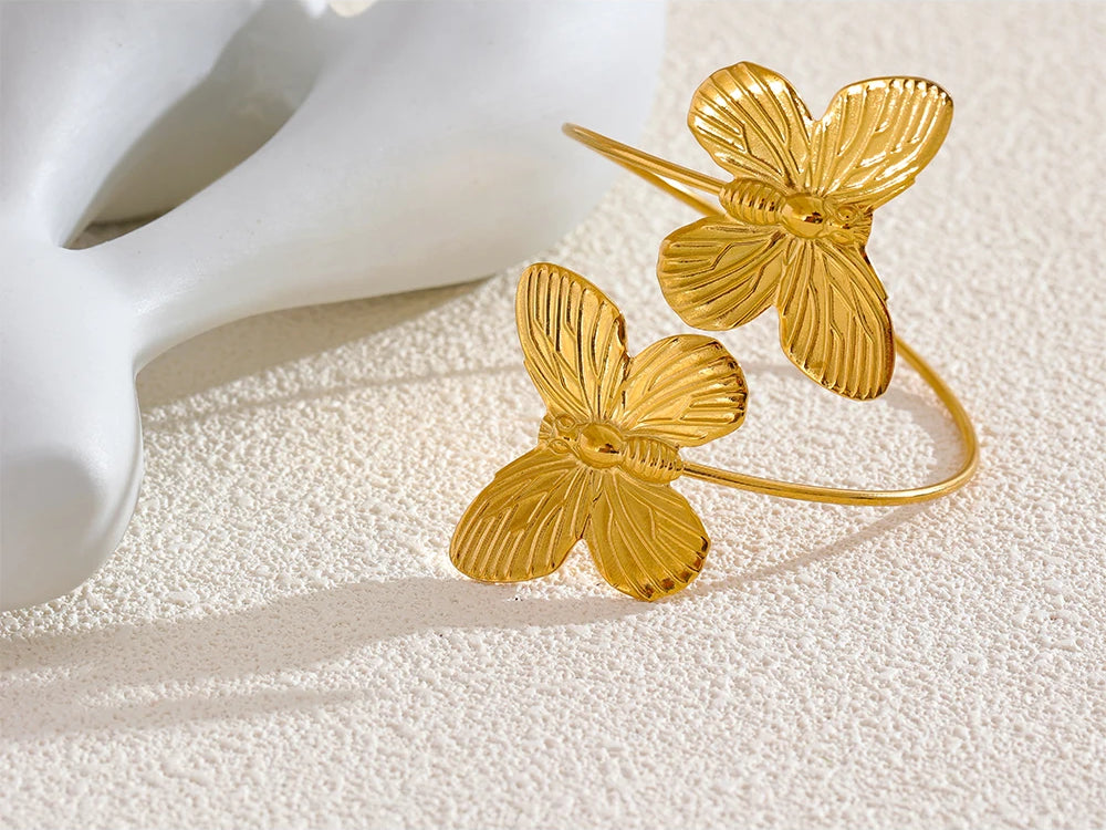 Butterfly Refined Statement Cuff Bracelet - Ecru