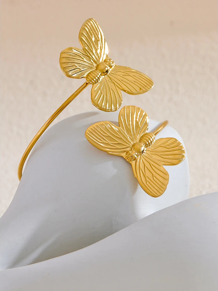 Butterfly Refined Statement Cuff Bracelet - Ecru