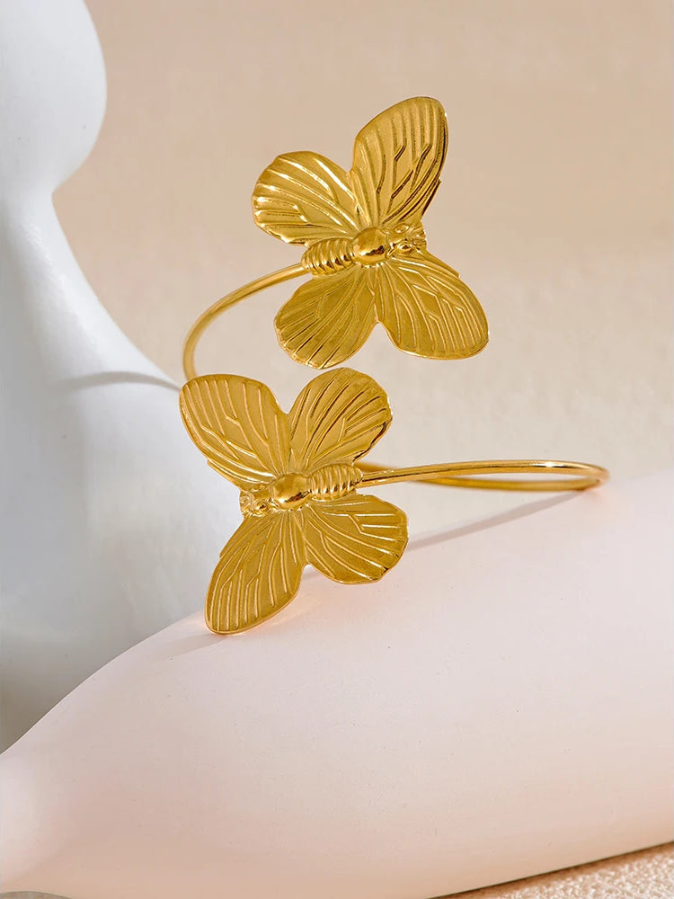 Butterfly Refined Statement Cuff Bracelet - Ecru