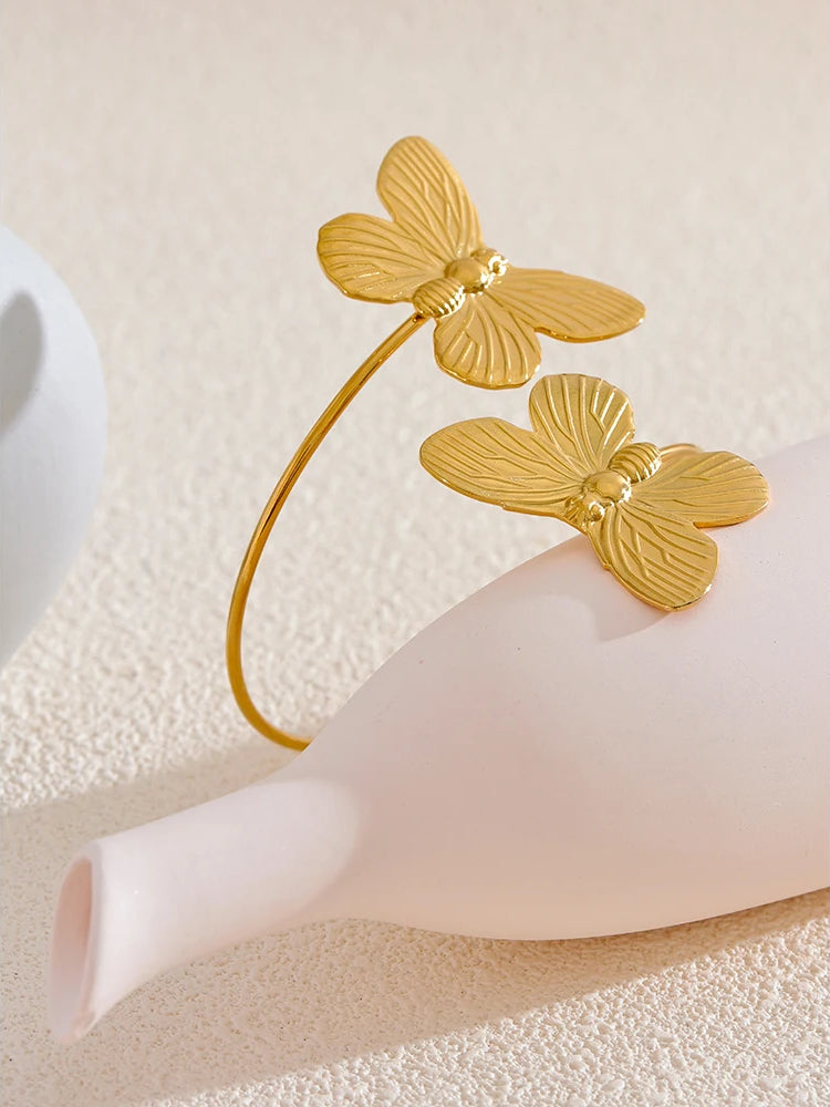 Butterfly Refined Statement Cuff Bracelet - Ecru