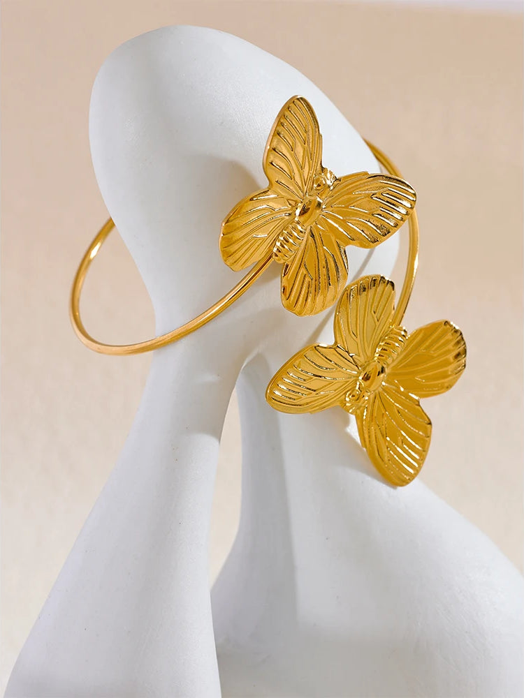 Butterfly Refined Statement Cuff Bracelet - Ecru