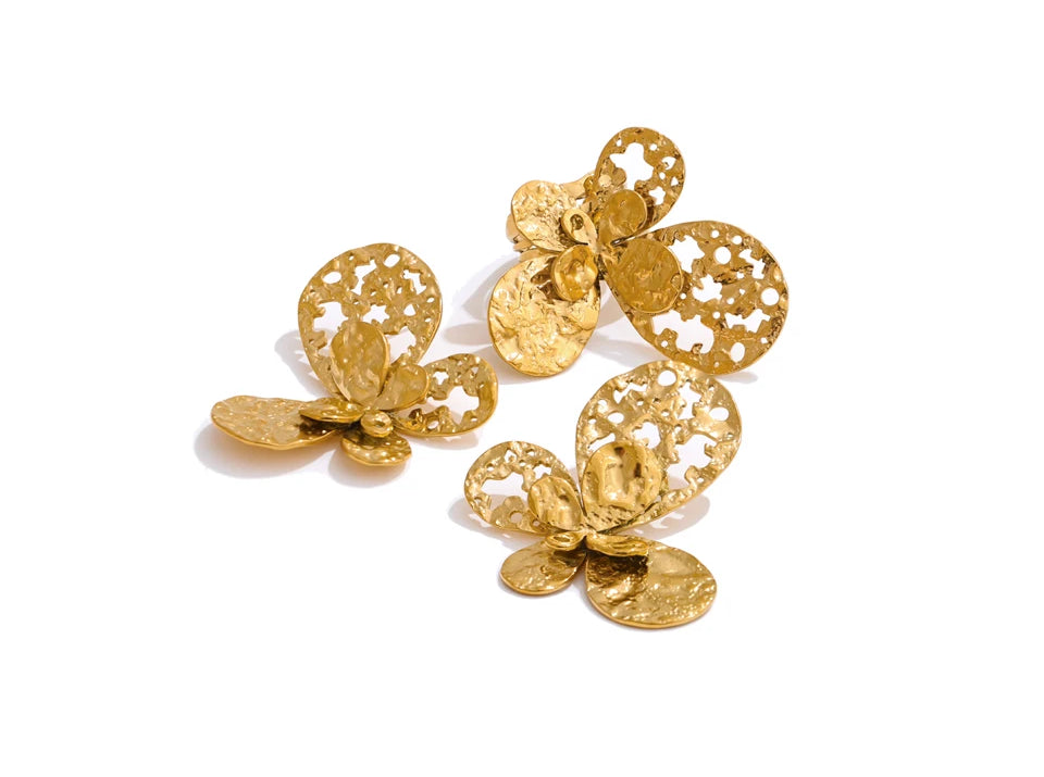 Butterfly Textured Statement Jewelry Set, Set - Ecru