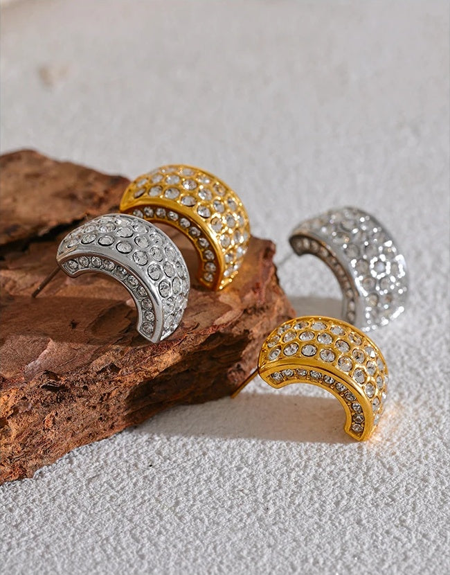 C Shape Geometric Fashion Earrings - Ecru