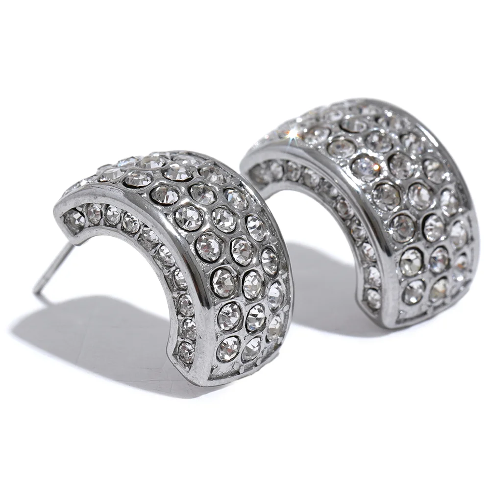 C Shape Geometric Fashion Earrings - Ecru