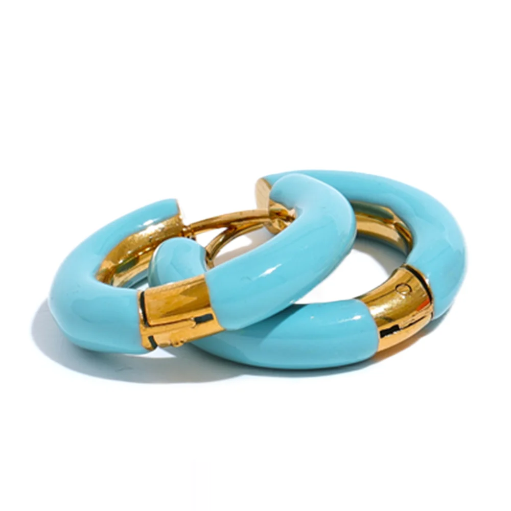 Candy Color Hollow Hoop Earrings - Ecru