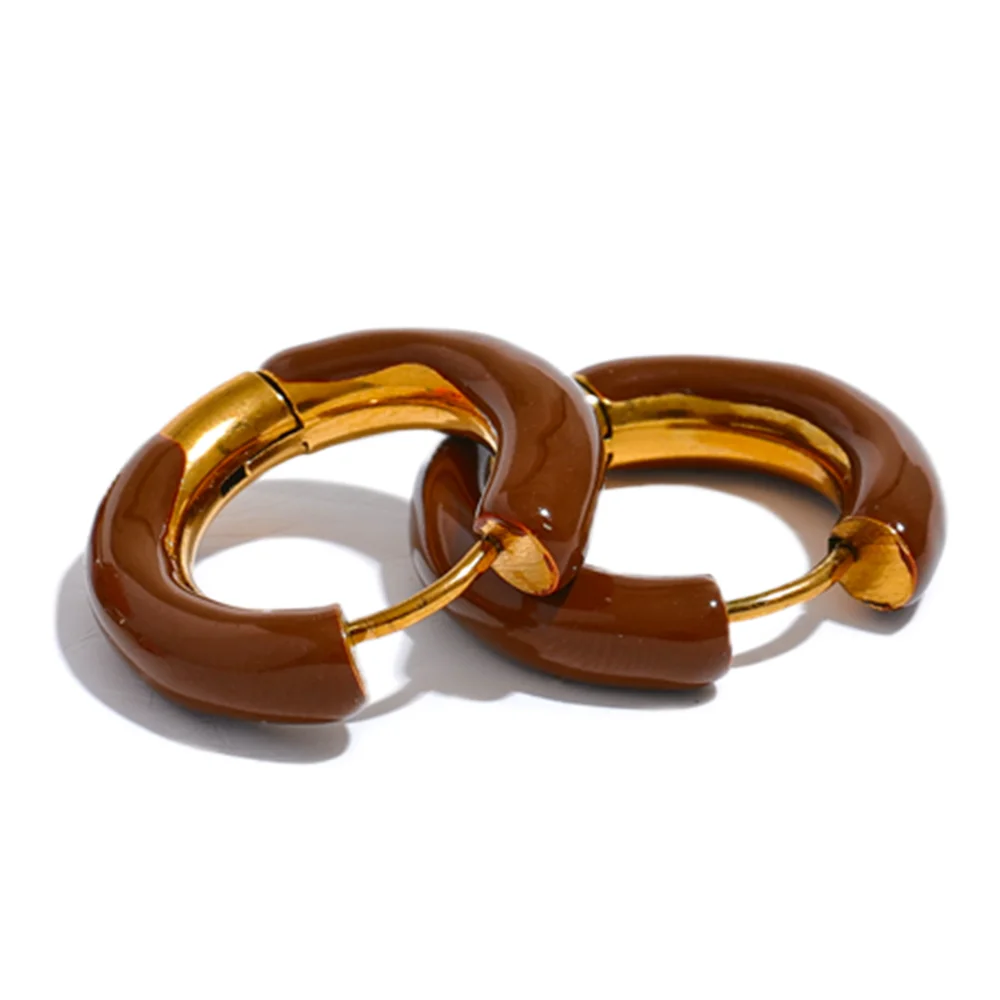 Candy Color Hollow Hoop Earrings - Ecru