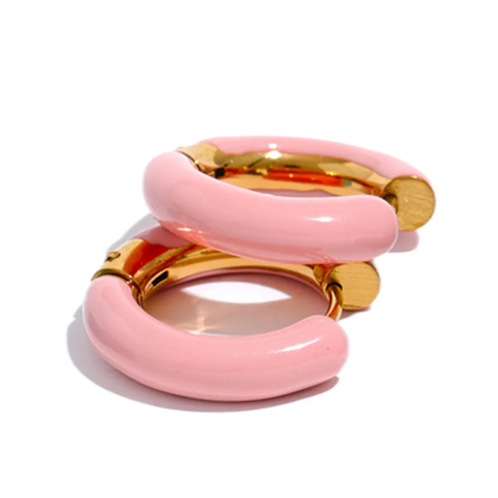 Candy Color Hollow Hoop Earrings - Ecru