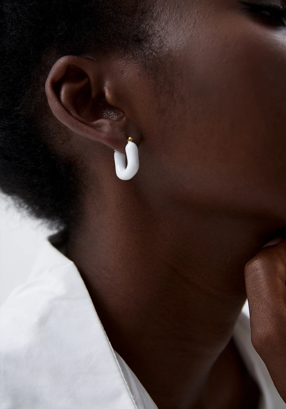Candy Enamel Square Chunky Earrings - Ecru