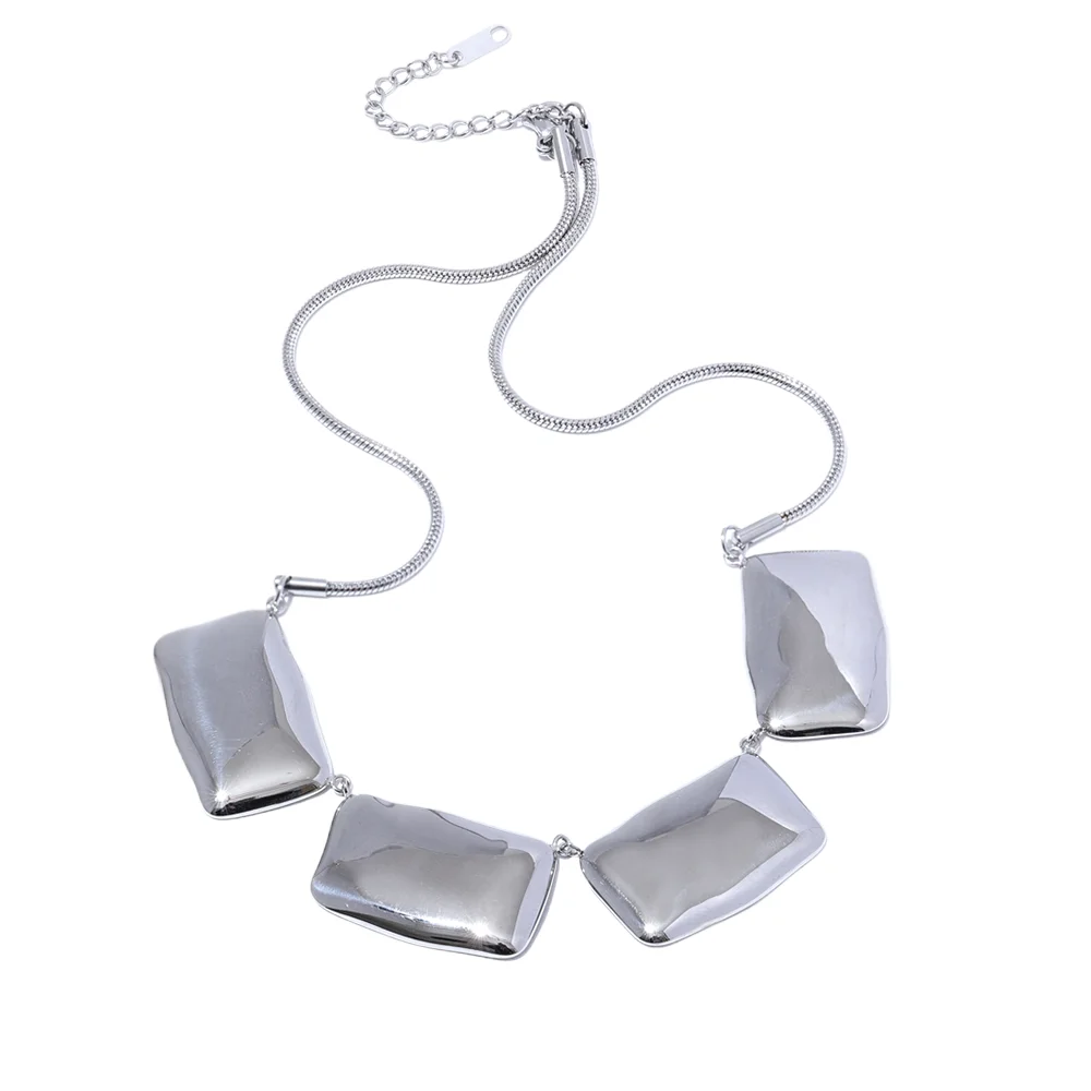 Chain Square Pendant Collar Necklace - Ecru