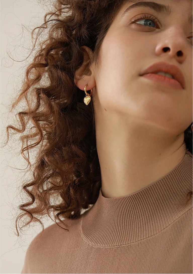 Charm Eye Heart Drop Earrings - Ecru