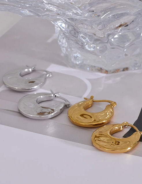 Chic Chunky Statement Hoop Earrings - Ecru