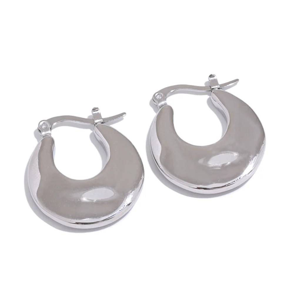 Chic Chunky Statement Hoop Earrings - Ecru