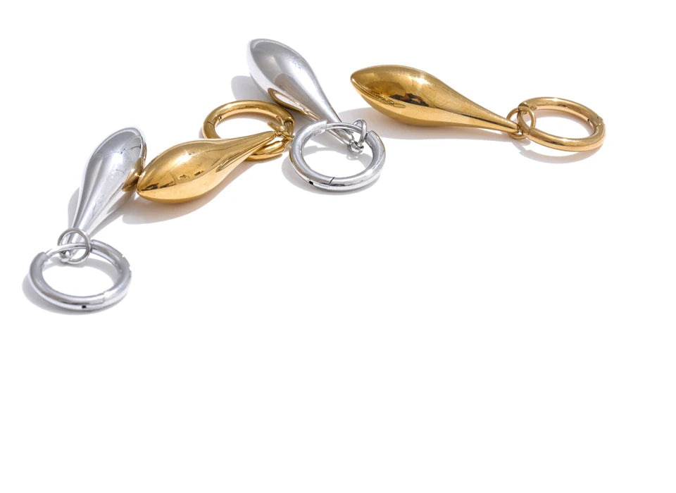 Chic Shiny Water Drop Earrings - Ecru