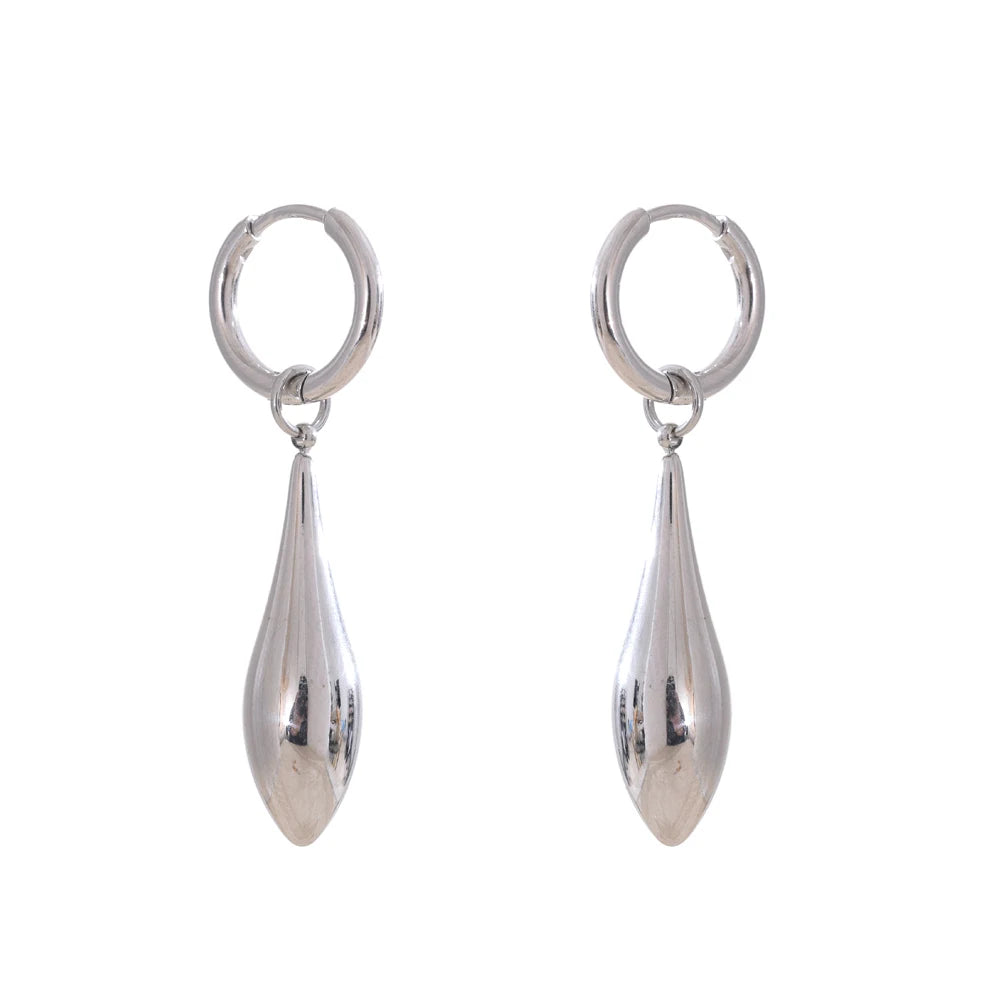 Chic Shiny Water Drop Earrings - Ecru
