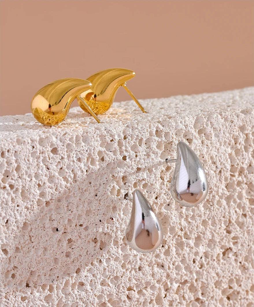 Chic Water Drop Stud Earrings - Ecru