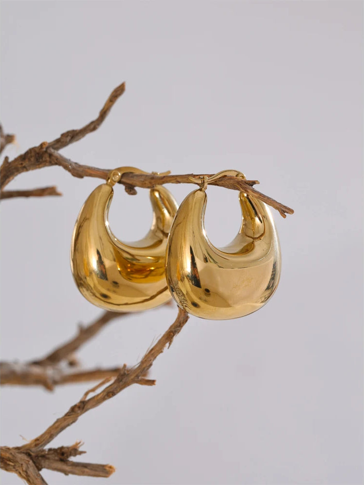 Chunky Classic Versatile Hoop Earrings - Ecru
