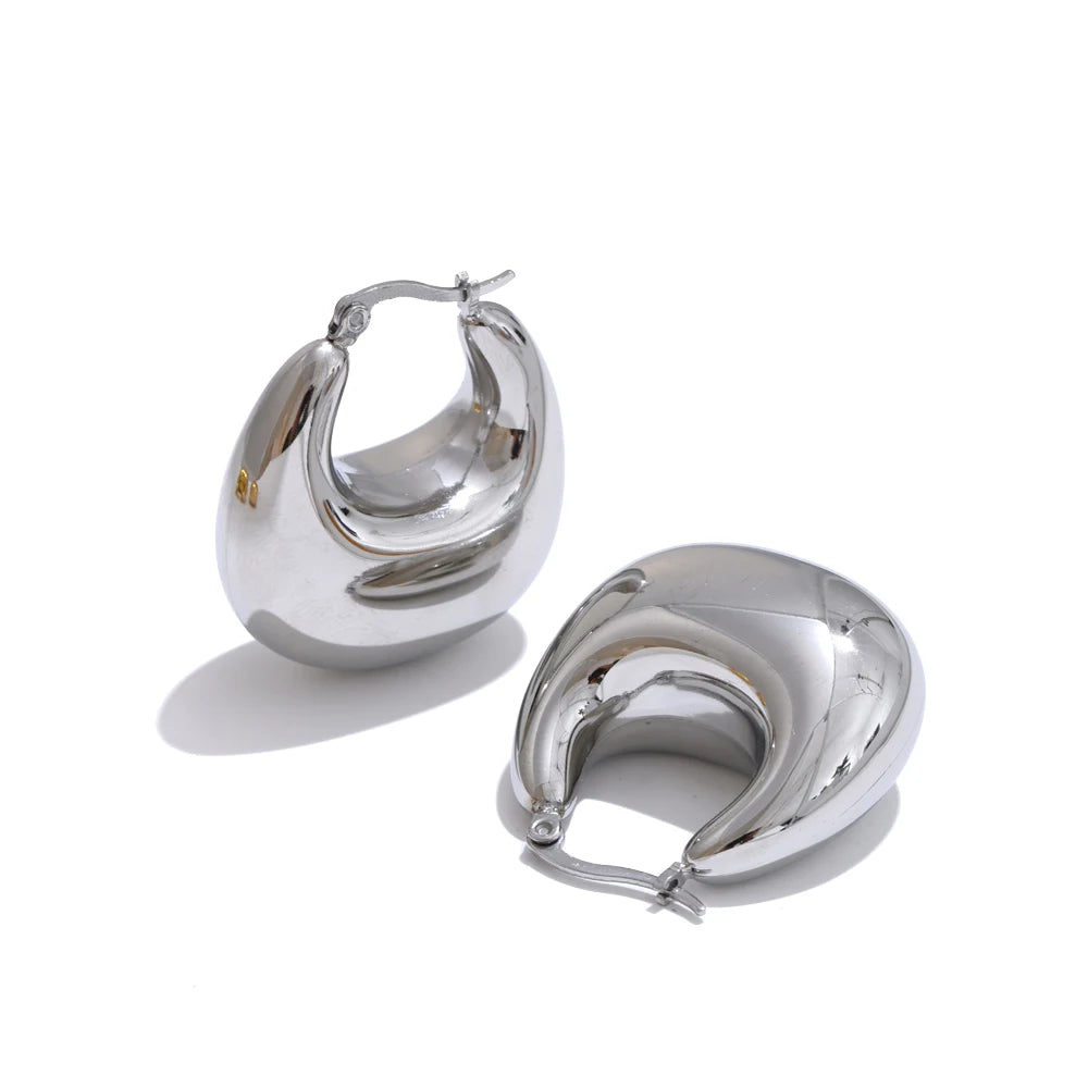 Chunky Classic Versatile Hoop Earrings - Ecru