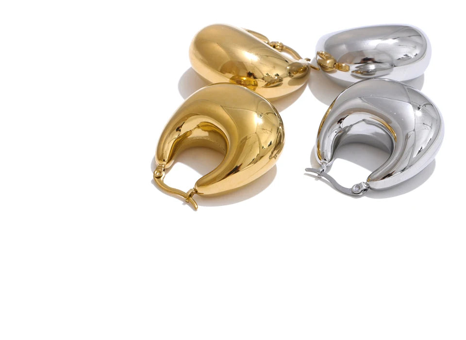 Chunky Classic Versatile Hoop Earrings - Ecru