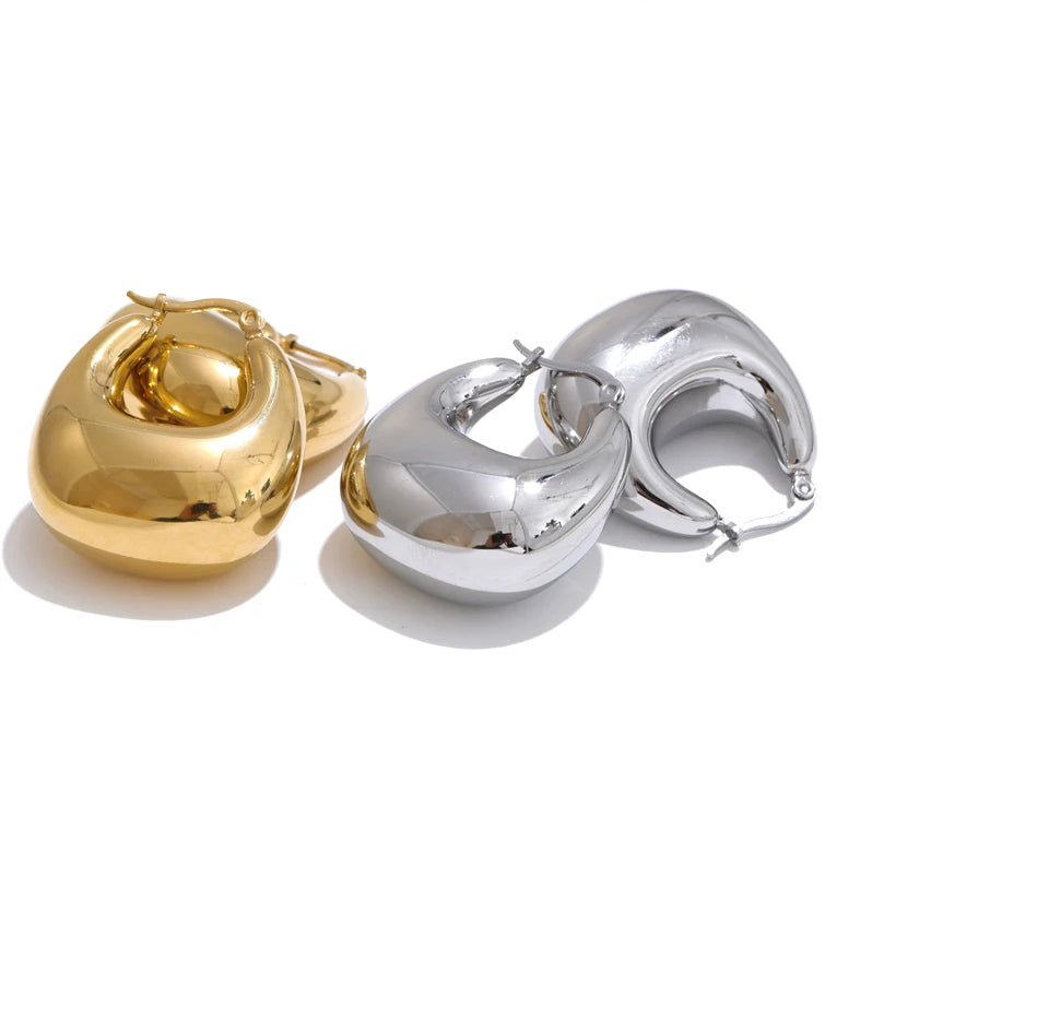 Chunky Classic Versatile Hoop Earrings - Ecru
