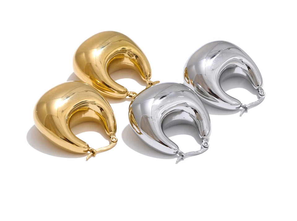 Chunky Classic Versatile Hoop Earrings - Ecru