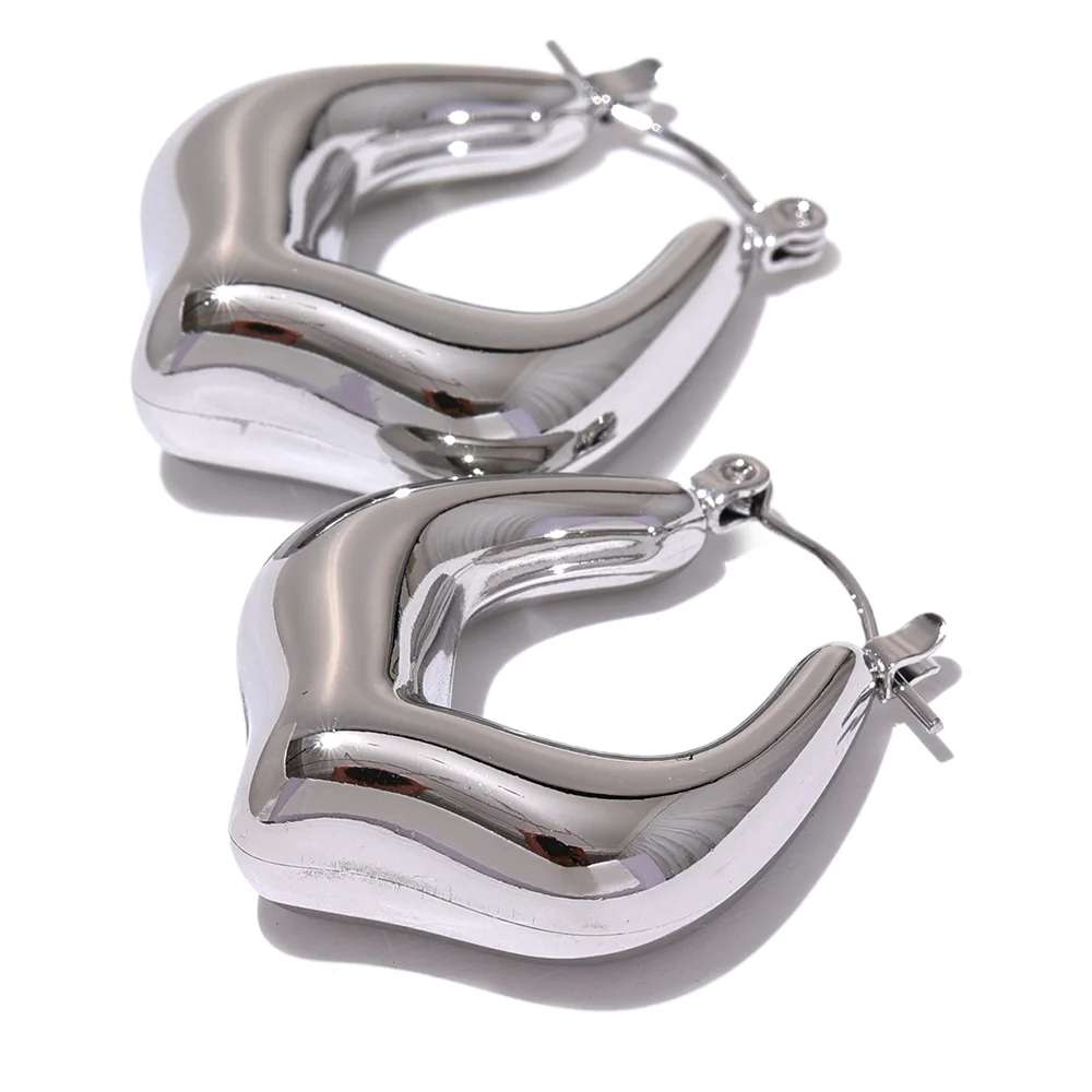 Chunky Elegant Classic Hoop Earrings - Ecru