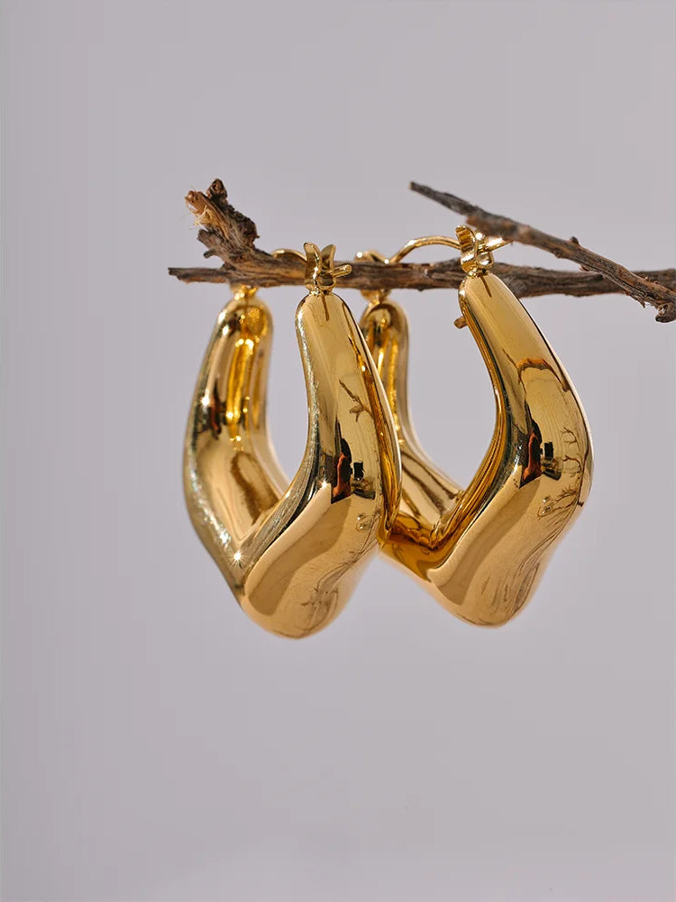 Chunky Elegant Classic Hoop Earrings - Ecru