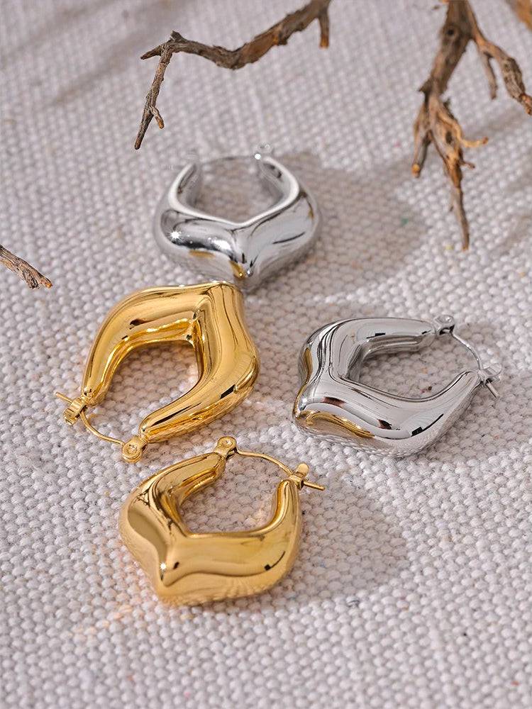 Chunky Elegant Classic Hoop Earrings - Ecru