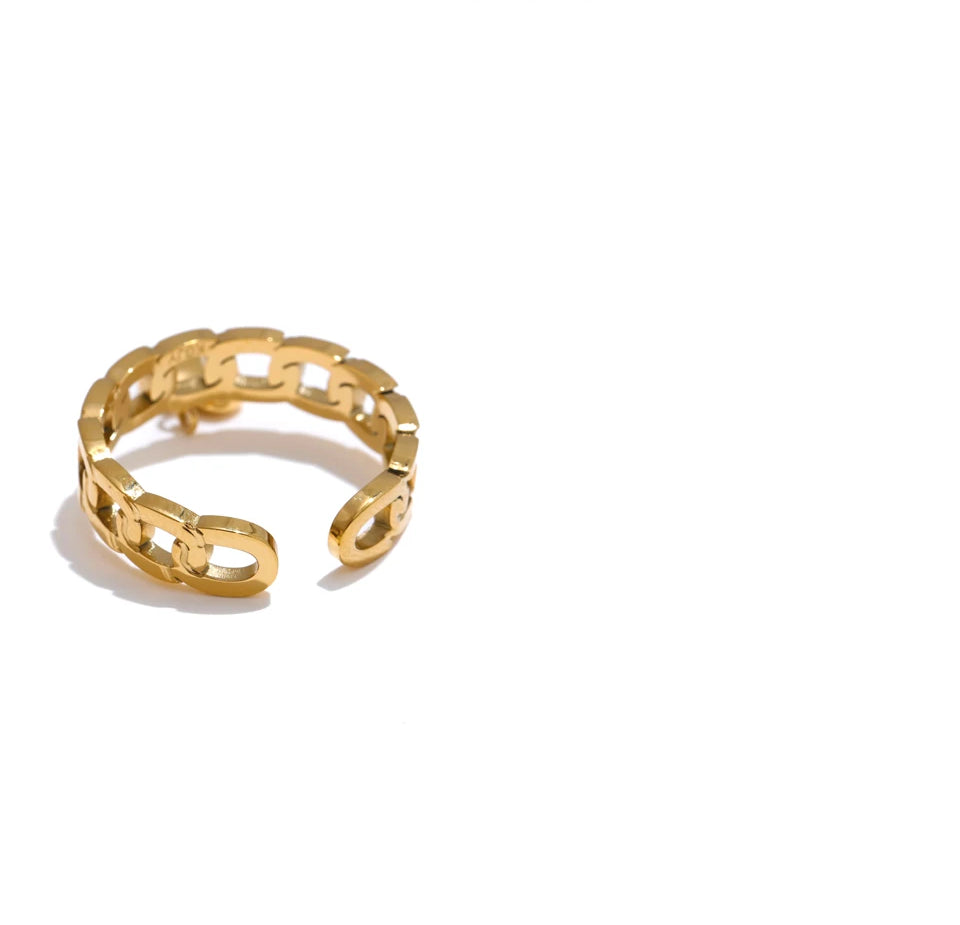 Chunky Heart Charm Resizable Ring - Ecru