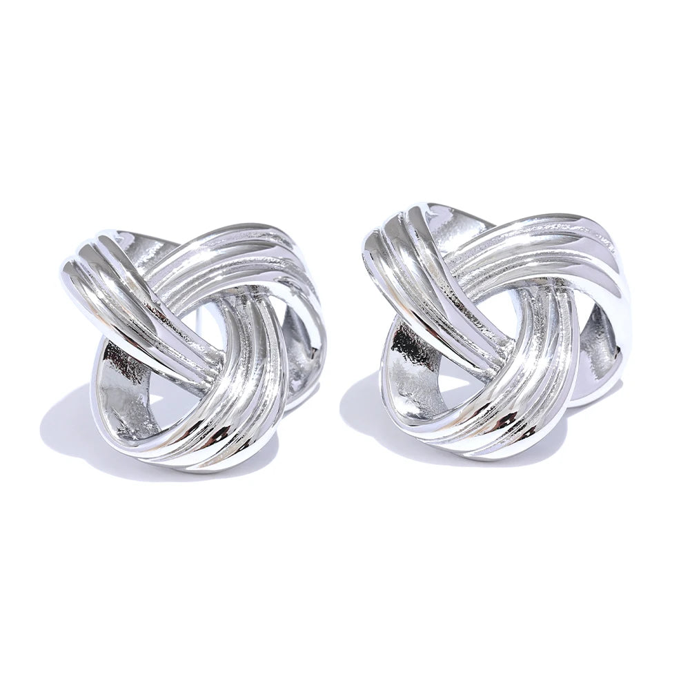 Chunky Refined Knot Stud Earrings - Ecru