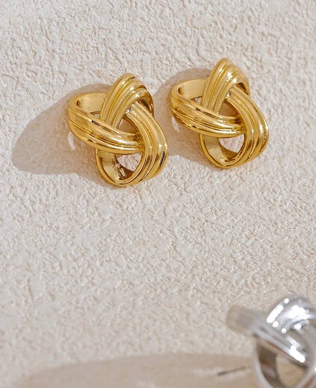 Chunky Refined Knot Stud Earrings - Ecru