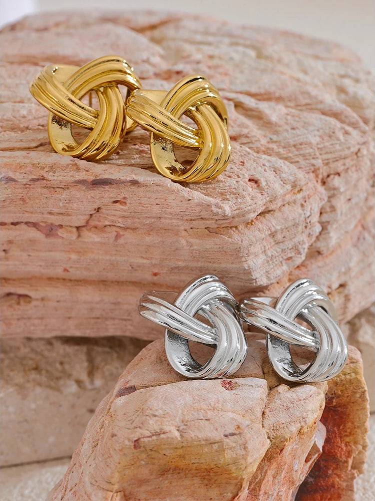 Chunky Refined Knot Stud Earrings - Ecru