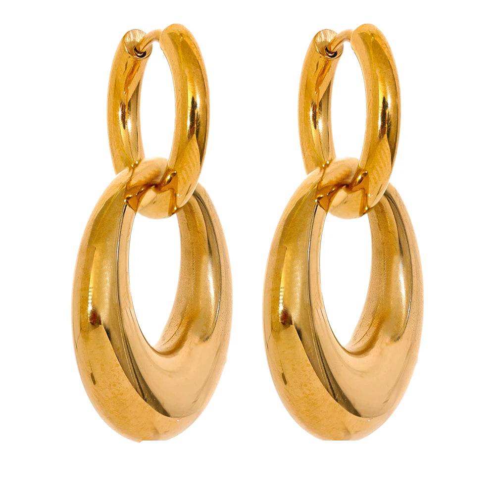 Chunky Shiny Textured Drop Earrings - Ecru