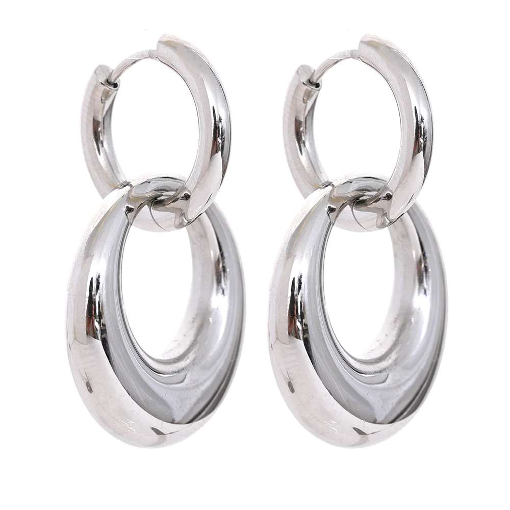 Chunky Shiny Textured Drop Earrings - Ecru