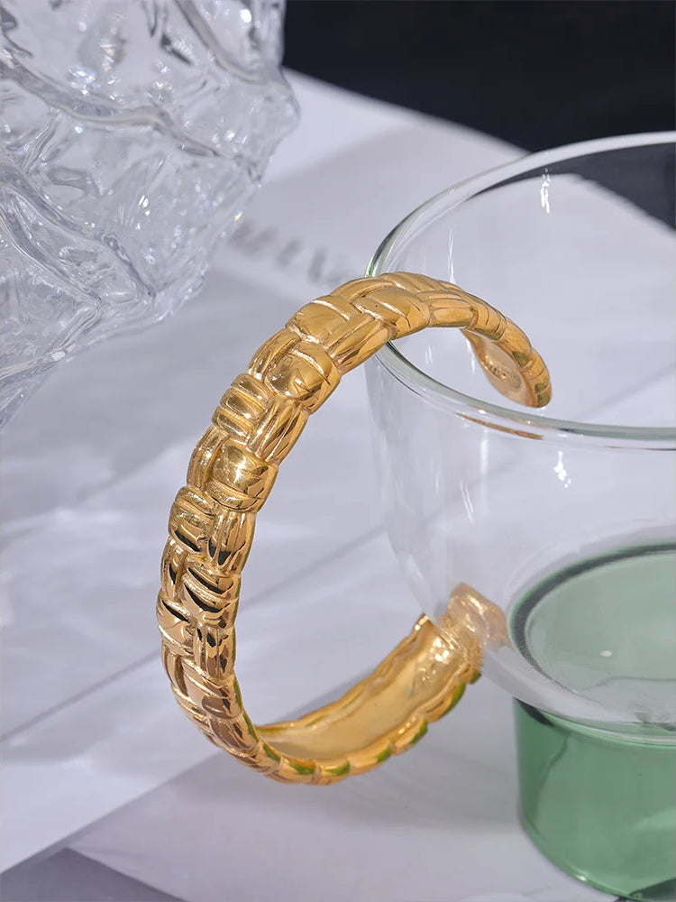 Chunky Textured Premium Cuff Bracelet - Ecru