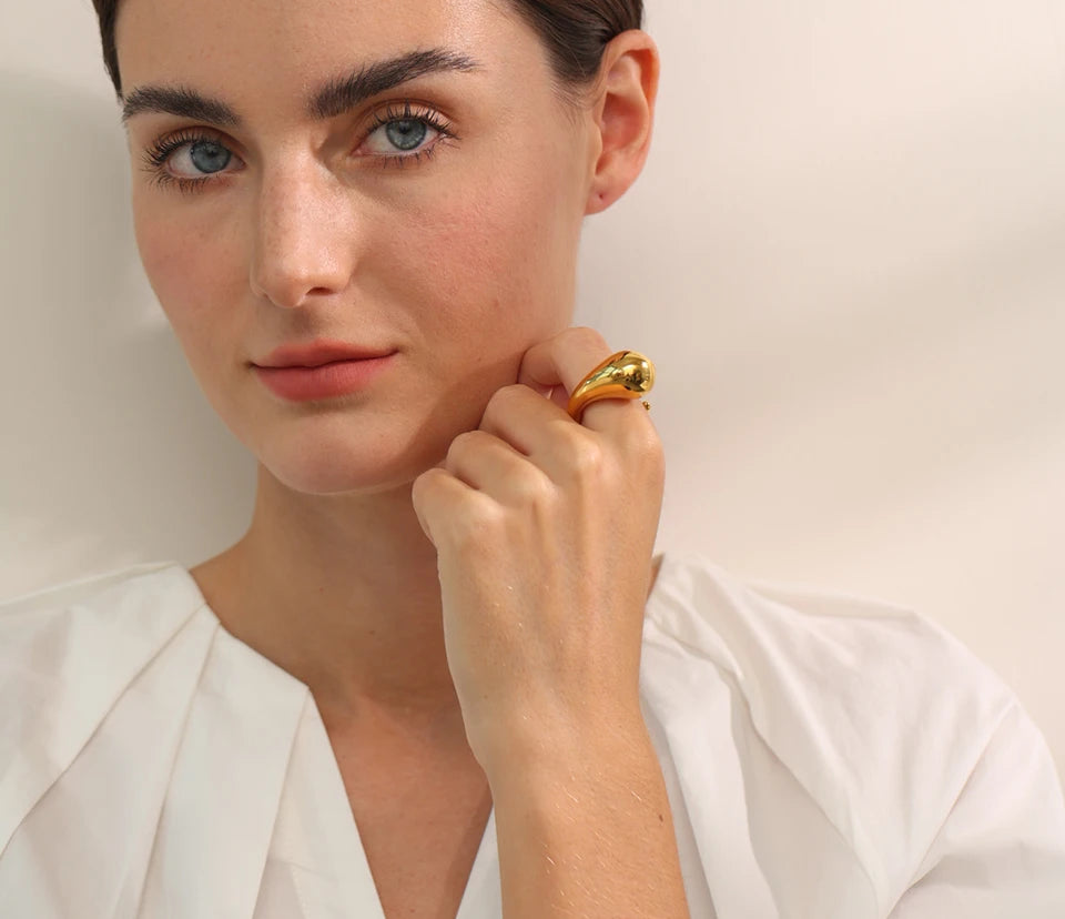 Chunky Timeless Modern Statement Ring - Ecru