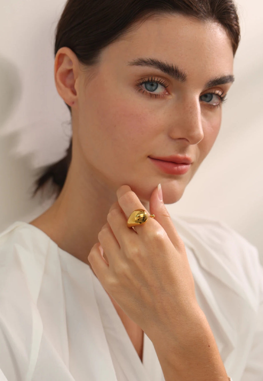 Chunky Timeless Modern Statement Ring - Ecru