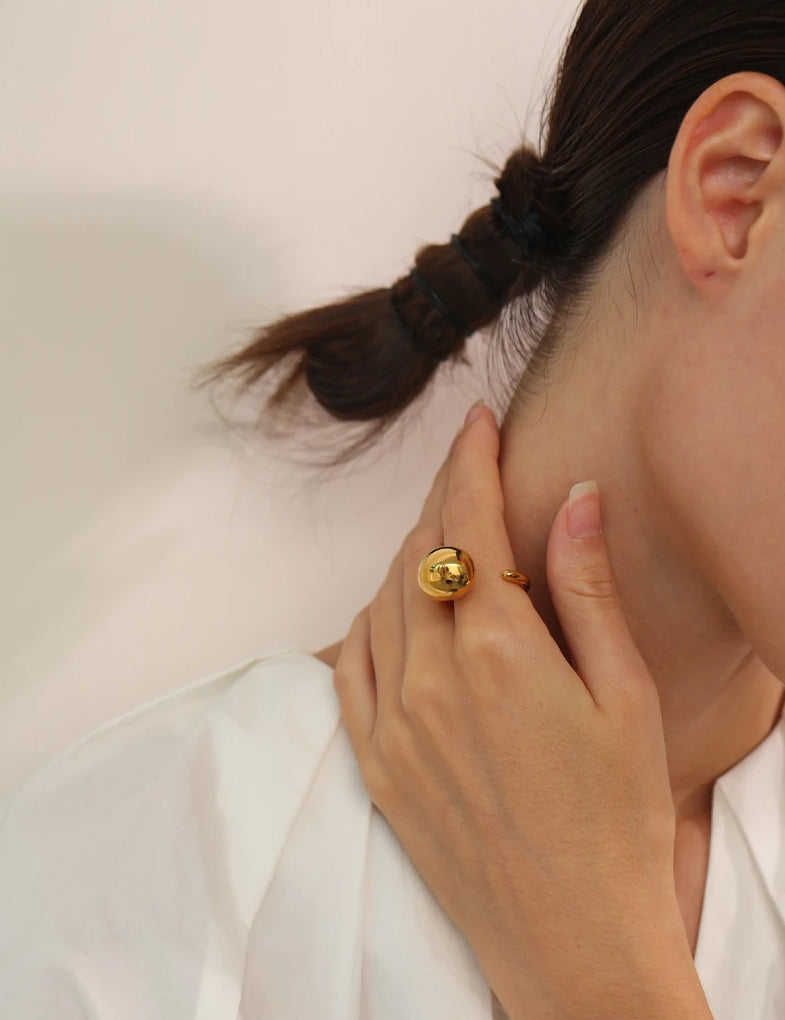Chunky Timeless Modern Statement Ring - Ecru