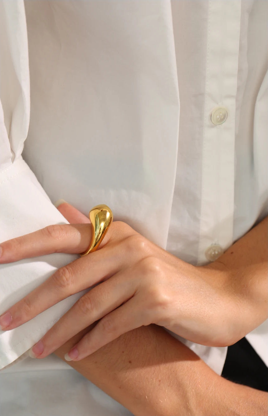 Chunky Timeless Modern Statement Ring - Ecru