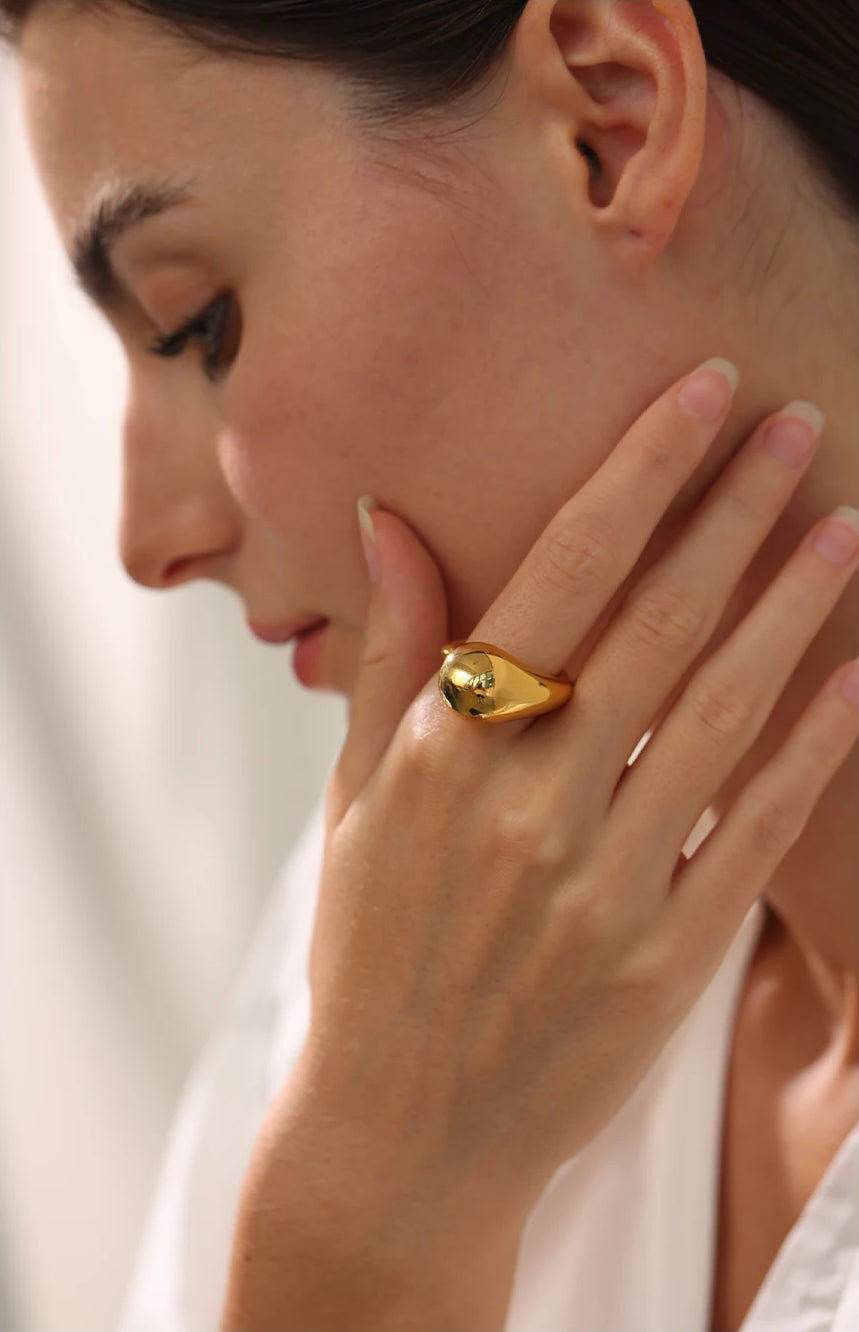 Chunky Timeless Modern Statement Ring - Ecru