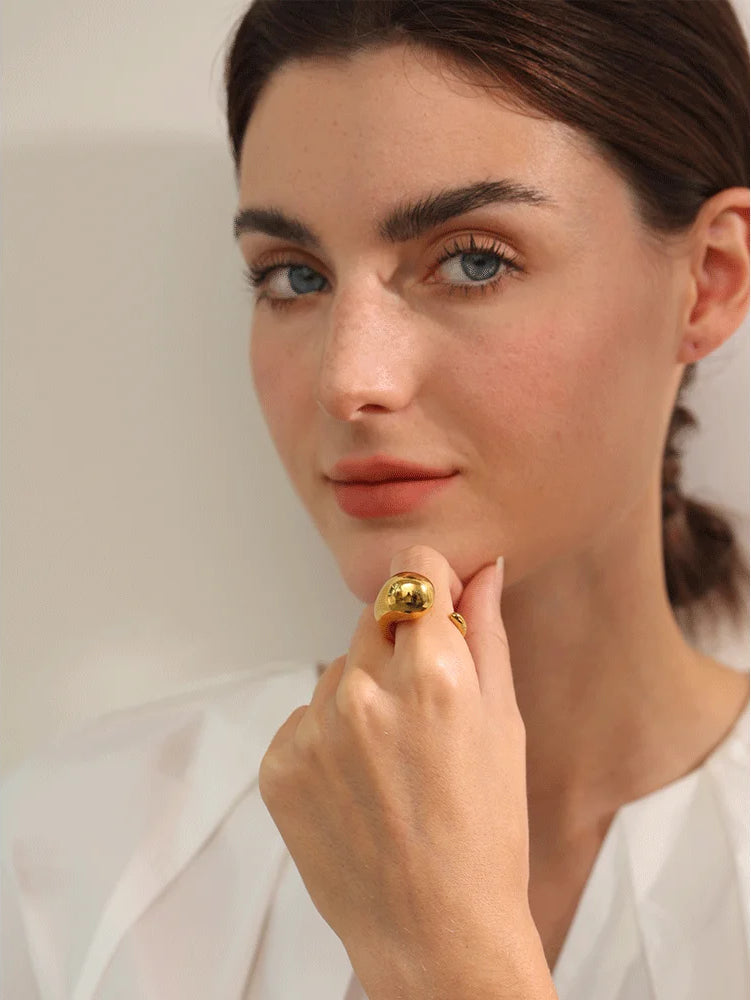 Chunky Timeless Modern Statement Ring - Ecru