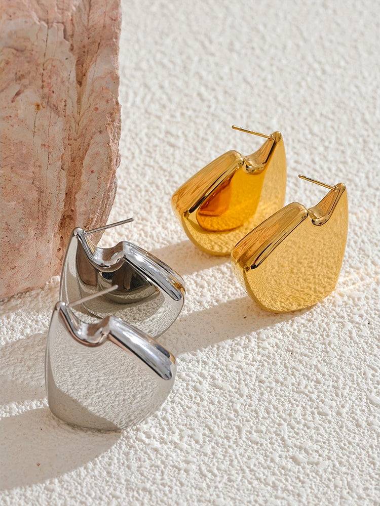 Chunky Timeless Trendy Statement Earrings - Ecru