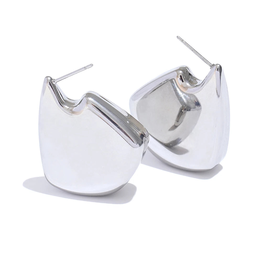 Chunky Timeless Trendy Statement Earrings - Ecru