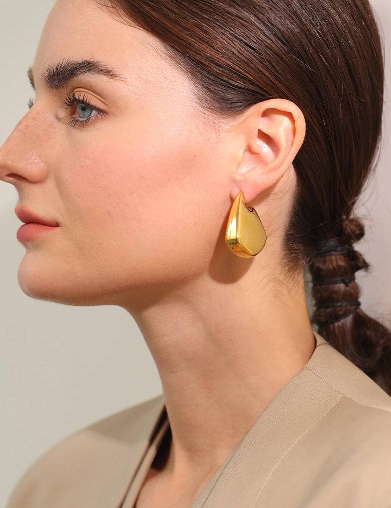 Chunky Timeless Trendy Statement Earrings - Ecru