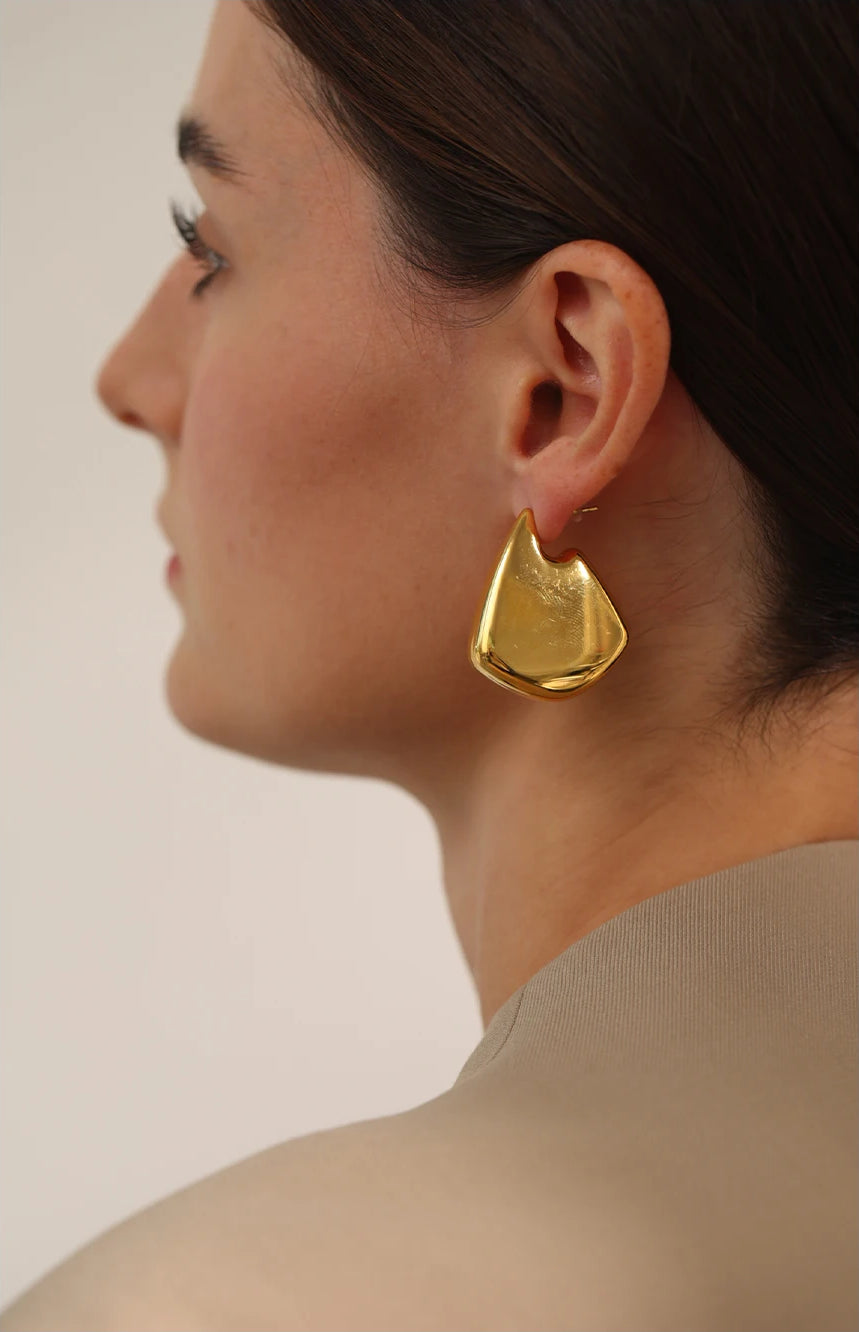 Chunky Timeless Trendy Statement Earrings - Ecru