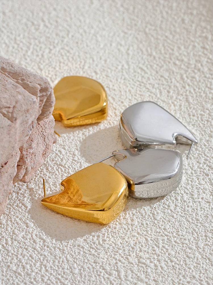 Chunky Timeless Trendy Statement Earrings - Ecru