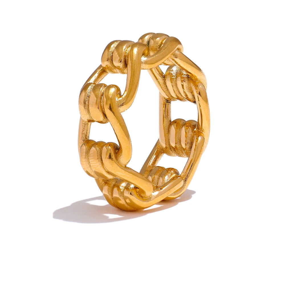 Chunky Trendy Shiny Statement Ring - Ecru