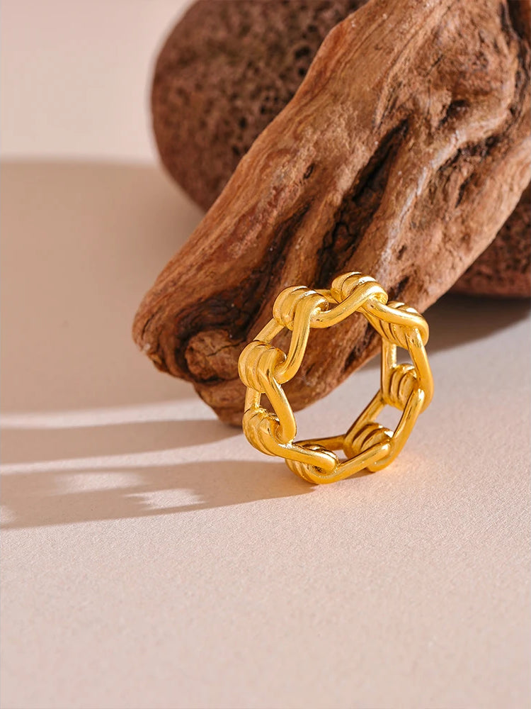 Chunky Trendy Shiny Statement Ring - Ecru