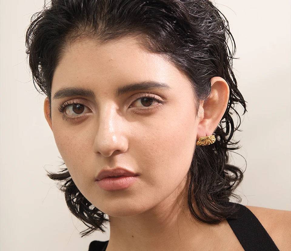 Chunky Versatile Textured Statement Earrings - Ecru