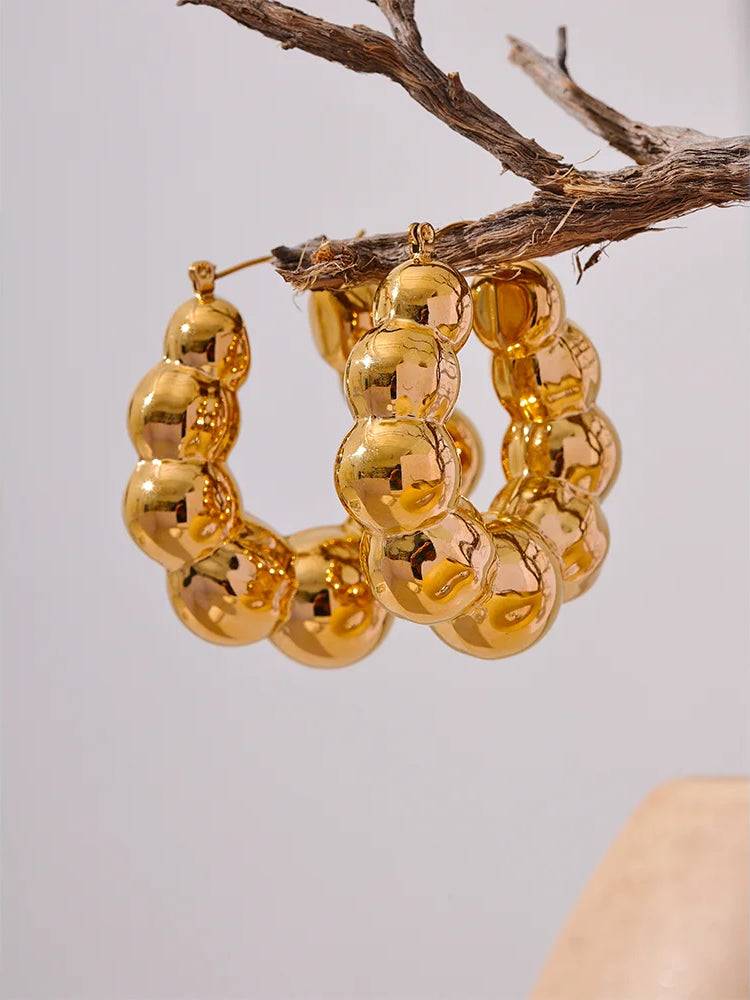 Chunky Versatile Trendy Hoop Earrings - Ecru