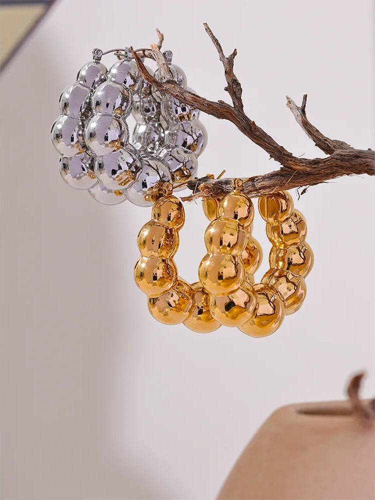 Chunky Versatile Trendy Hoop Earrings - Ecru